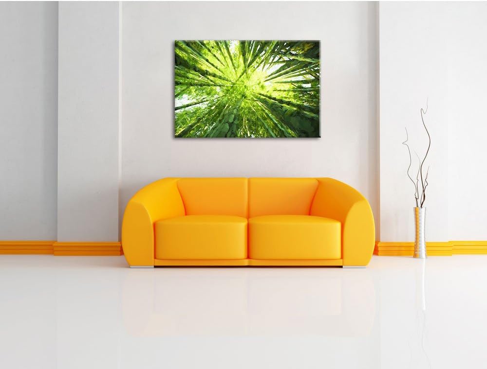 Pixxprint Grüner Bambus Kunst als Leinwandbild | Grösse: 100x70 cm | Wandbild | Kunstdruck | fertig