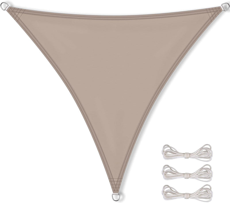 CelinaSun Sonnensegel PES Dreieck gleichseitig 3,6x3,6x3,6m Taupe UPF 50+ Premium Sonnenschutz inkl