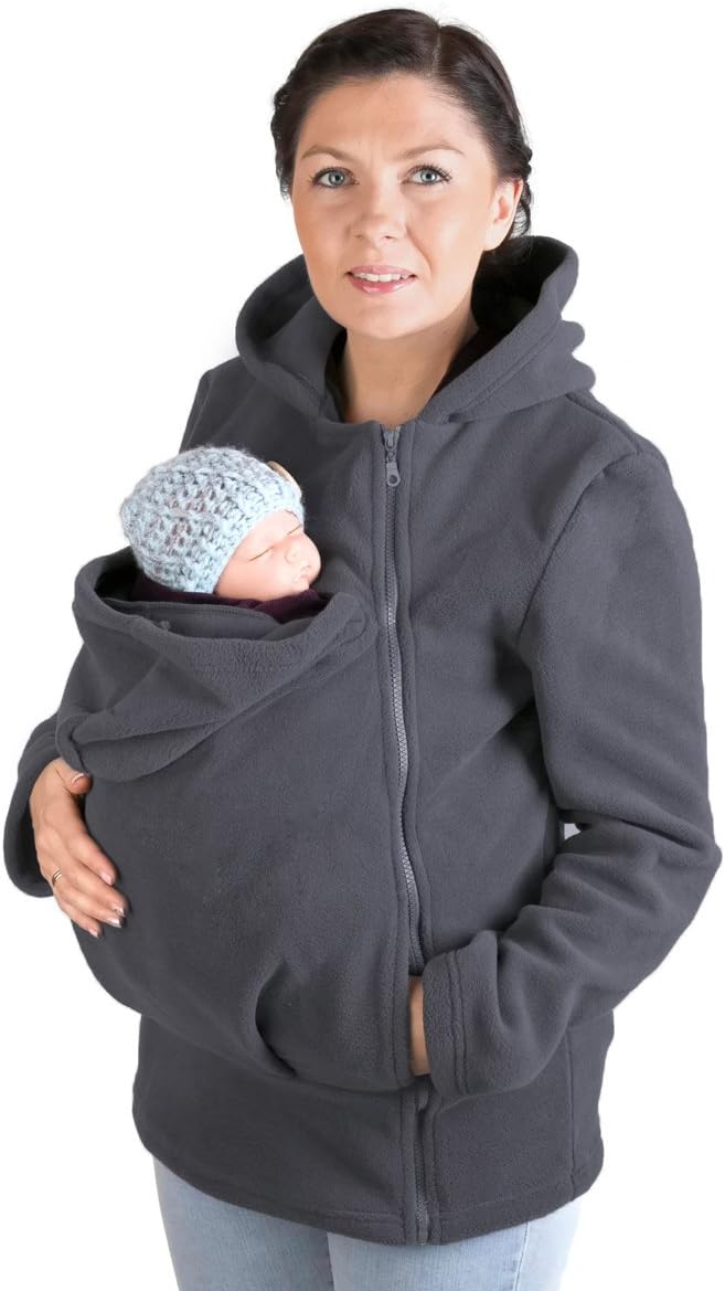 mum2befashion FUN2BEMUM Pullover Umstandspullover Tragejacke für Mama & Baby grau (XL 42)