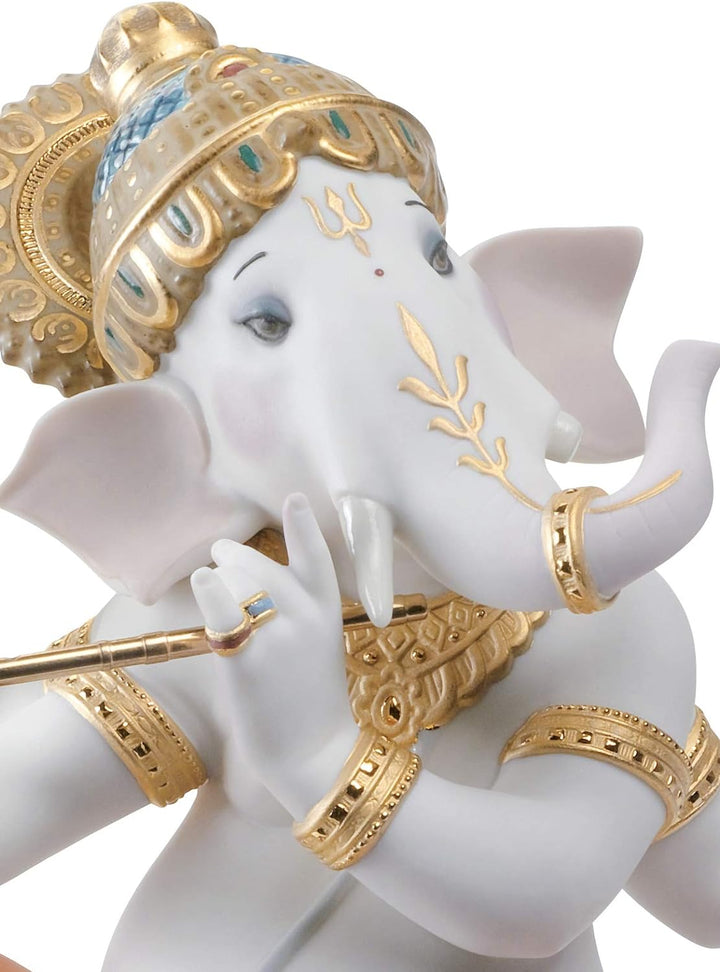 LLADRÓ Figur Ganesha Mit Bansuri. Limitierte Auflage. Ganesha. Porzellan.