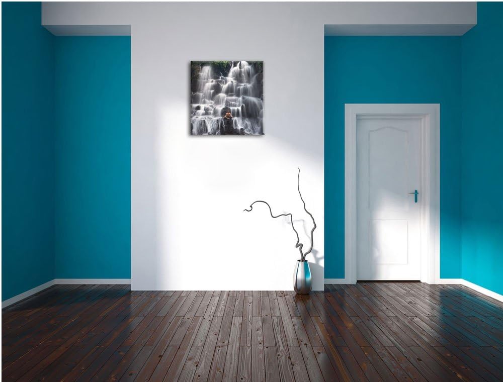 Pixxprint Ruhe und Yoga am Wasserfall Kanto Lampo in Bali, Format: 70x70 auf Leinwand, 70x70