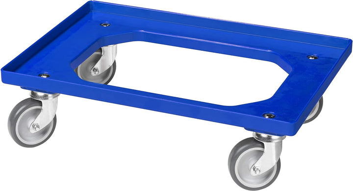 10 Stück Transportroller für Kisten 60 x 40 cm mit 4 Lenkrollen in blau