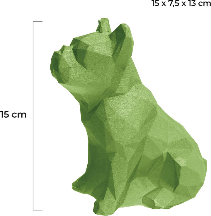 Candellana Kerze Bulldogge Low Poly | Höhe: 15 cm | Limette | Handgemacht in der EU 13 x 7,5 x 15 cm