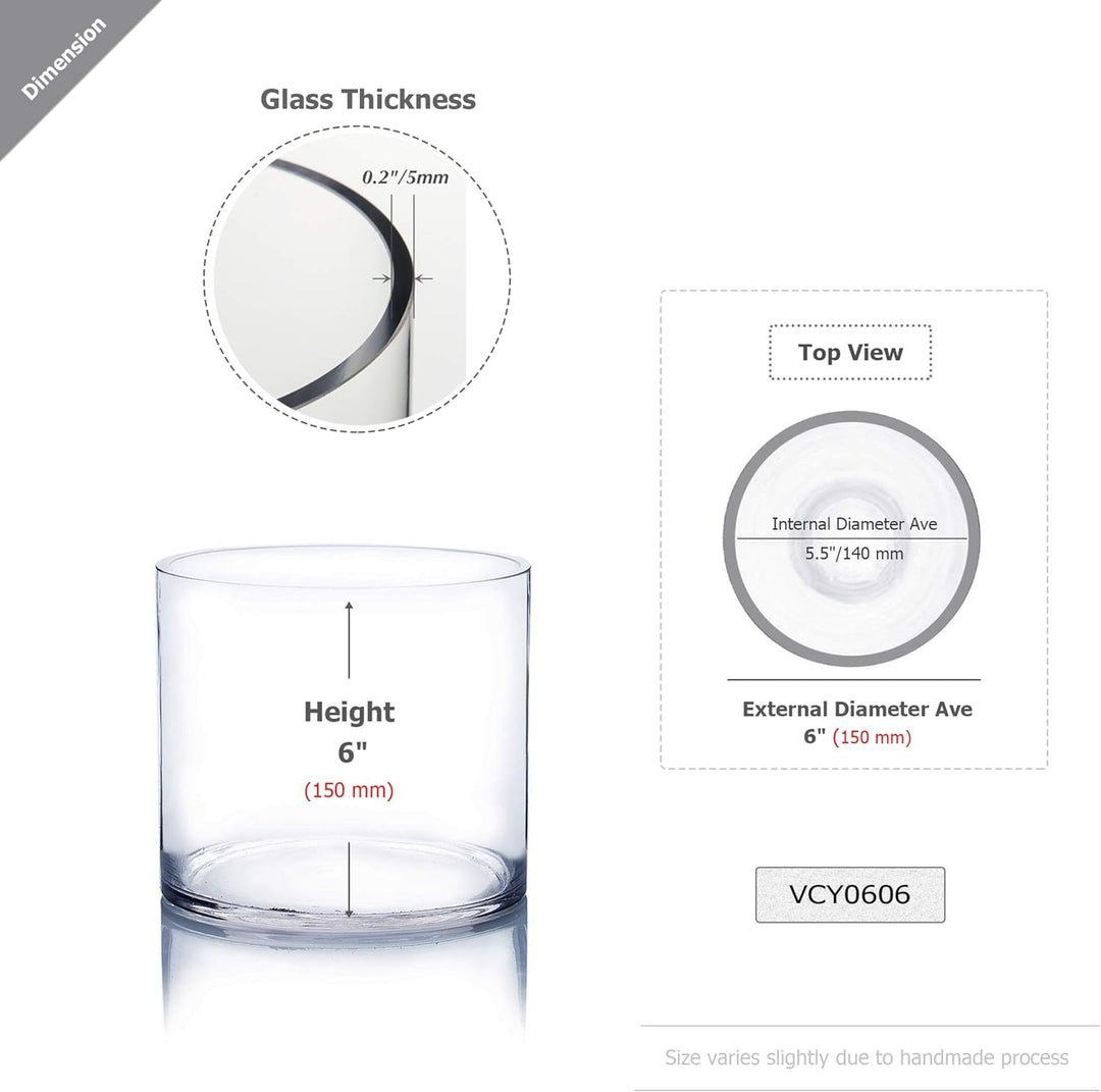 WGVI HCH0606 Vasen, Glas, farblos, 6"x6"H