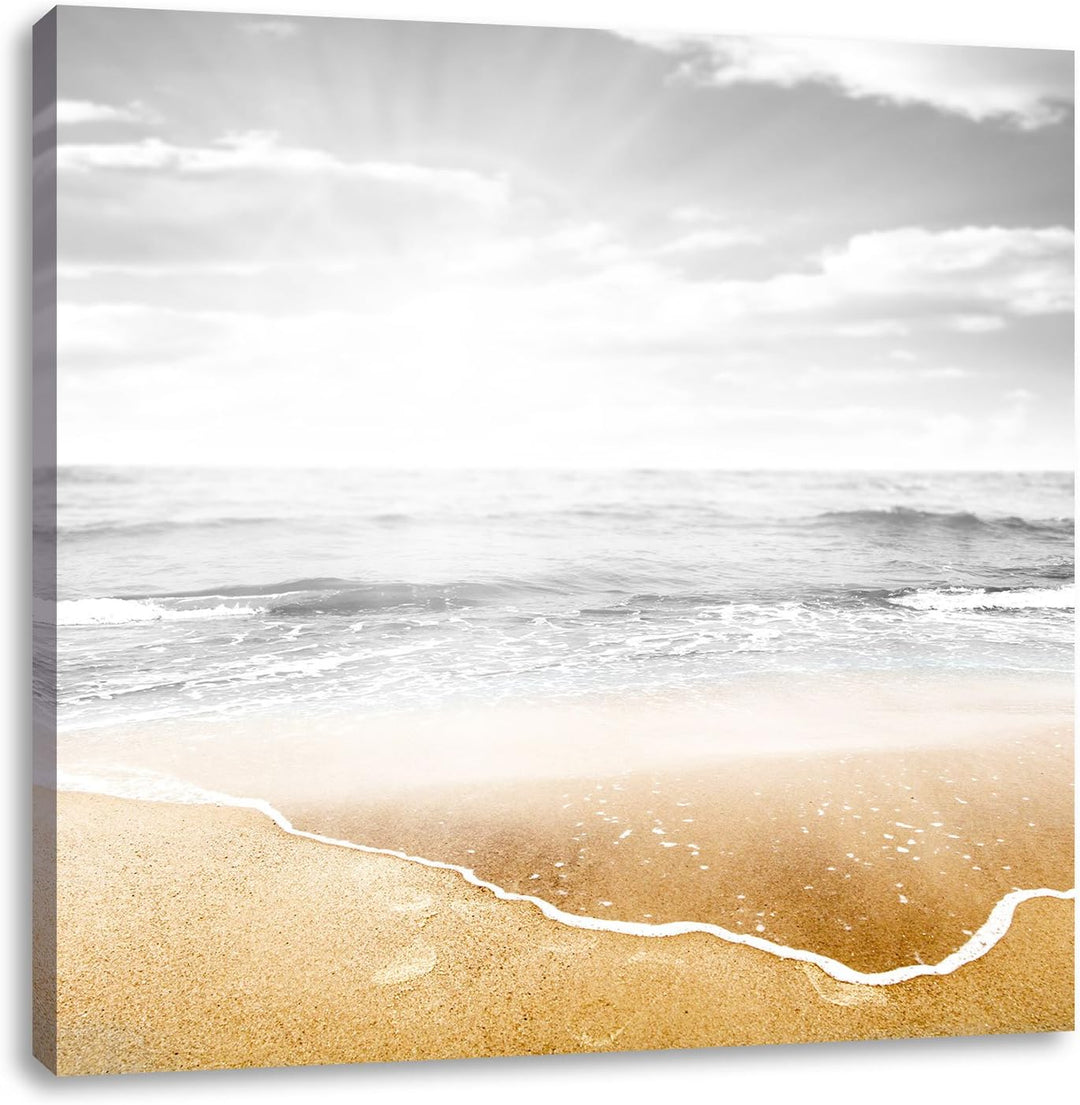 Pixxprint Wellen am Traumstrand als Leinwandbild/Grösse: 70x70 cm/Wandbild/Kunstdruck/fertig bespann