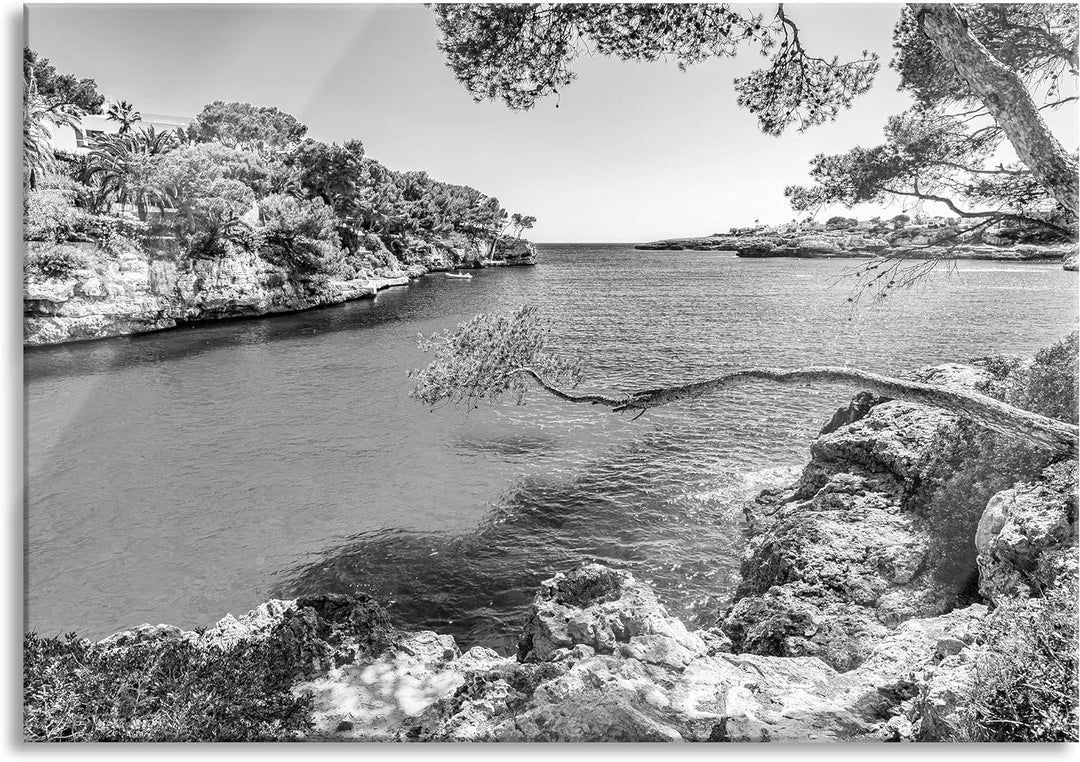 Pixxprint Glasbild | Wandbild aus Echtglas | Mallorca Bay Cove | 60x40 cm | inkl. Aufhängung und Abs
