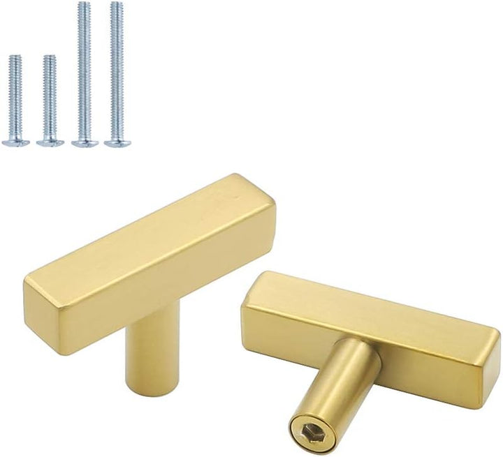 goldenwarm LS1212GD Möbelknöpfe, gebürstetes Messing, quadratisch, goldfarben, für Küchenschränke, S