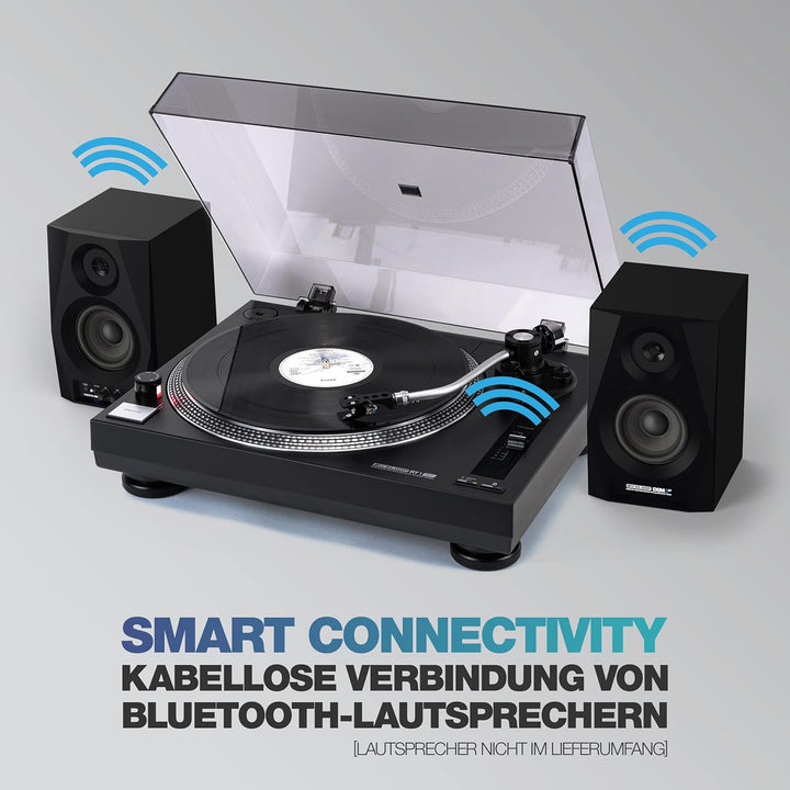 Reloop RT-1 BT Plattenspieler mit Riemenantrieb für DJ- und HiFi-Anwendungen, Bluetooth-Ausgang zur