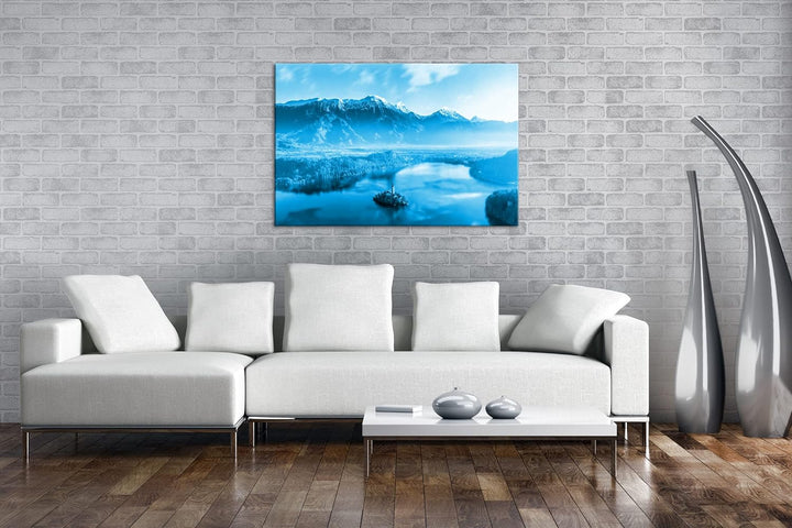 deyoli Bergsee in Slowenien Format: 60x40 Effekt: Monocrome Blau als Leinwand, Motiv fertig gerahmt