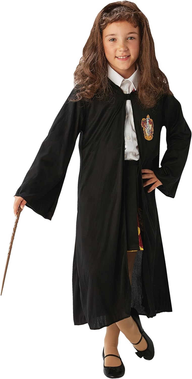 RUBIE'S Official Harry Potter Hermine Granger Gryffindor Kostüm-Set, mit Robe, Perücke und Zaubersta