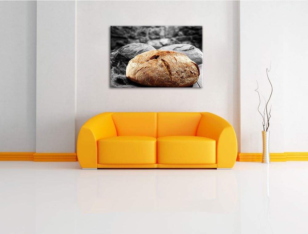 knuspriges Brot schwarz/weiss Format: 100x70 auf Leinwand, XXL riesige Bilder fertig gerahmt mit Kei