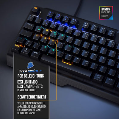 CSL-Computer Titanwolf - mechanische Tastatur Alumar - Mechanical Keyboard Gaming - Gaming-Tastatur