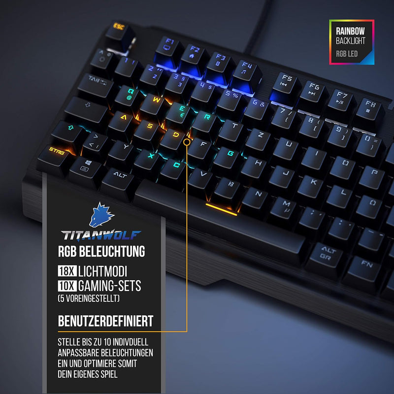 CSL-Computer Titanwolf - mechanische Tastatur Alumar - Mechanical Keyboard Gaming - Gaming-Tastatur