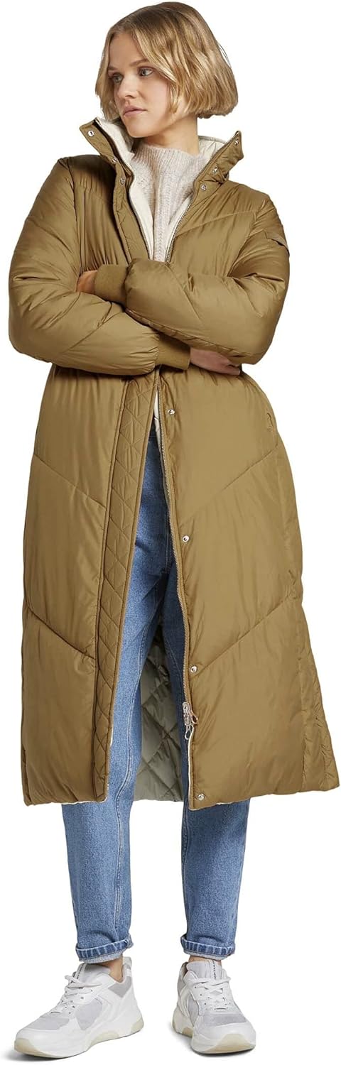 TOM TAILOR Denim Damen Jacken Maxi Puffermantel zum Wenden Fudge Brown,XL,24010,8000