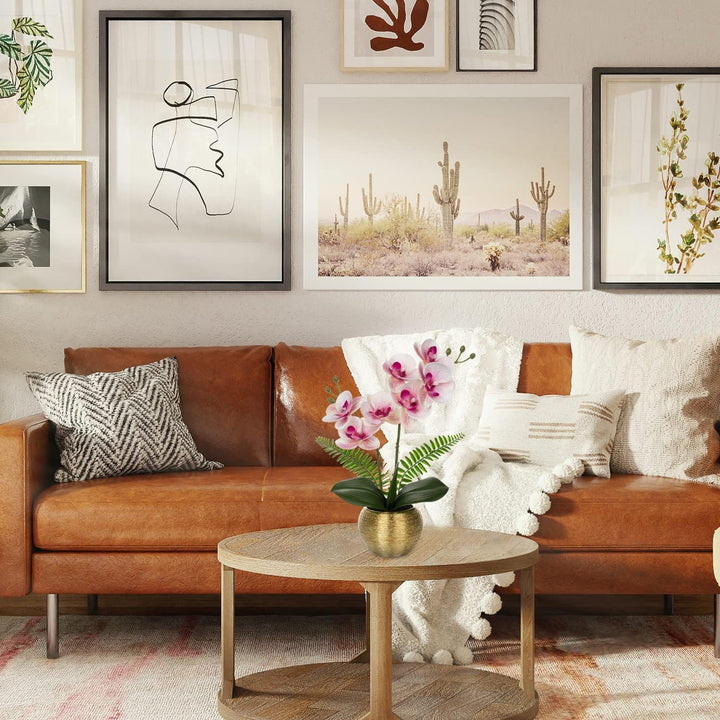 Kunstblumen wie Echt Orchideen Künstlich Blumen Deko Kunstpflanze Phalaenopsis im Goldfarbenen Topf