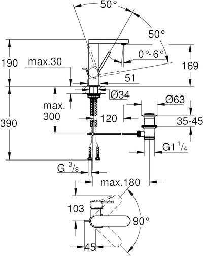 GROHE Plus | Brause-und Duschsystem - Einhand-Brausebatterie | verdeckte Befestigung | supersteel |