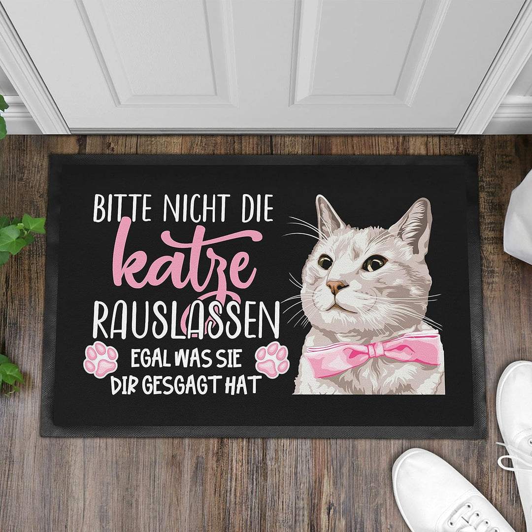 Trendation - Katzen Fussmatte Spruch Geschenk Katzenbesitzer Willkommen Aussen und Innenbereich 60x4