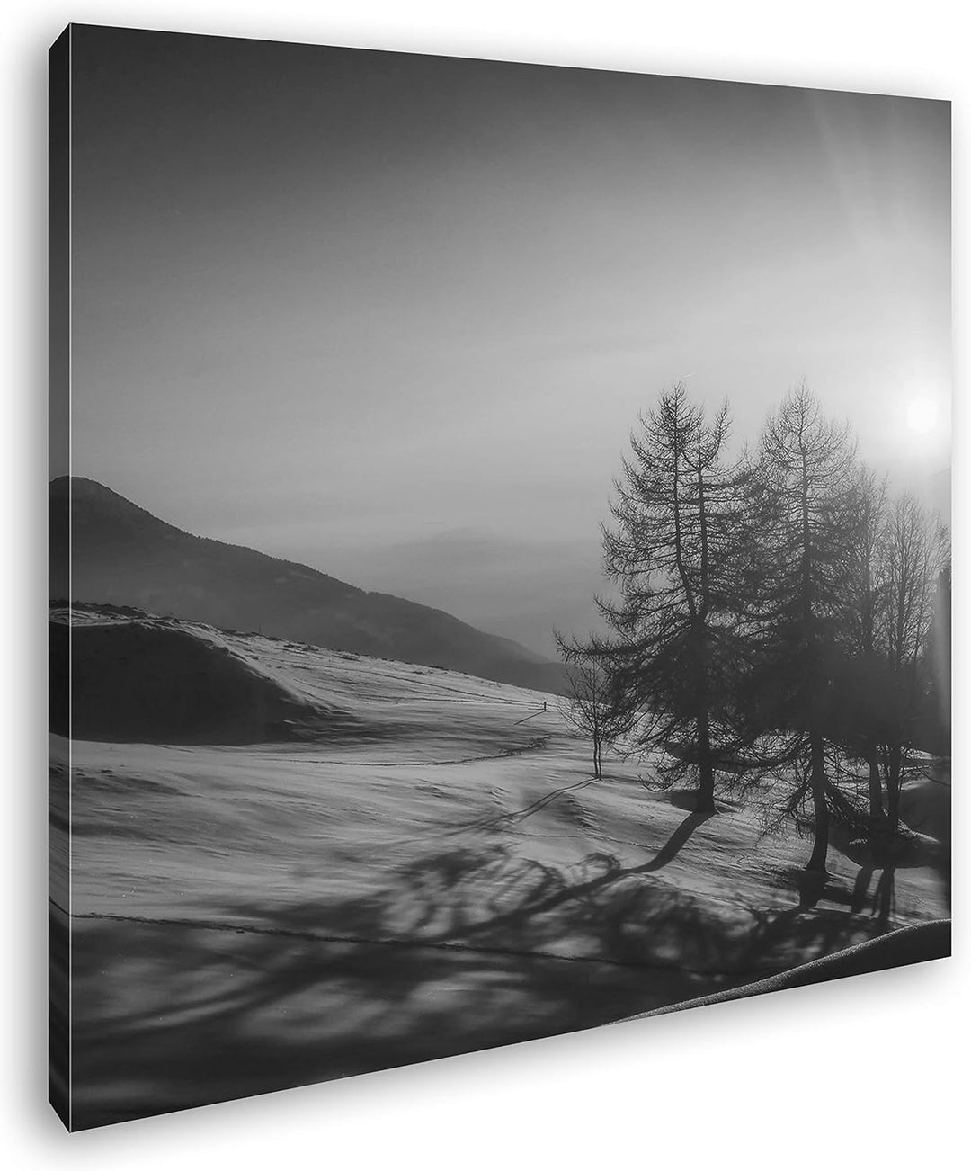 deyoli Sonnenaufgang in den schneebedeckten Bergen Format: 60x60 Effekt: Schwarz&Weiss als Leinwandb