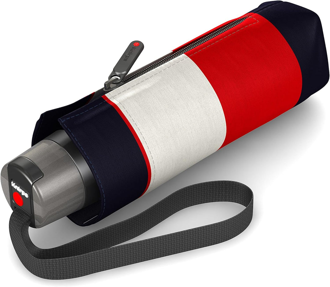Knirps T.010 Taschenschirm Manual Stripe Red - inkl. Futteral im Schirmdesign - kleines Packmass - E