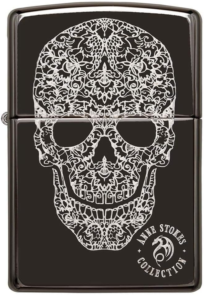 Zippo 49143 24756 Anne Stokes Collection Farbig Anne Stokes High Polish Black Fancy Skull, Farbig An