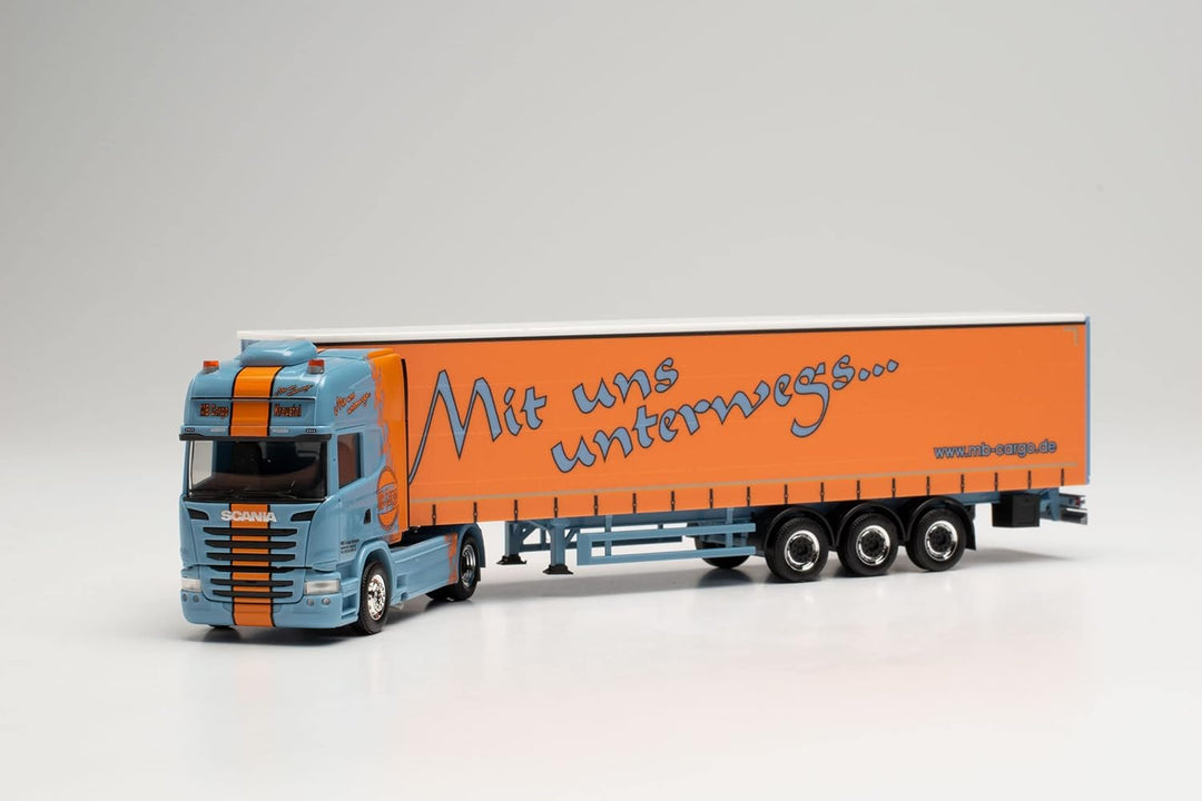 herpa 314800 Scania R `13 TL Lowliner-Gardinenplanen-Sattelzug „MB Cargo Modell Auto, Miniaturmodell