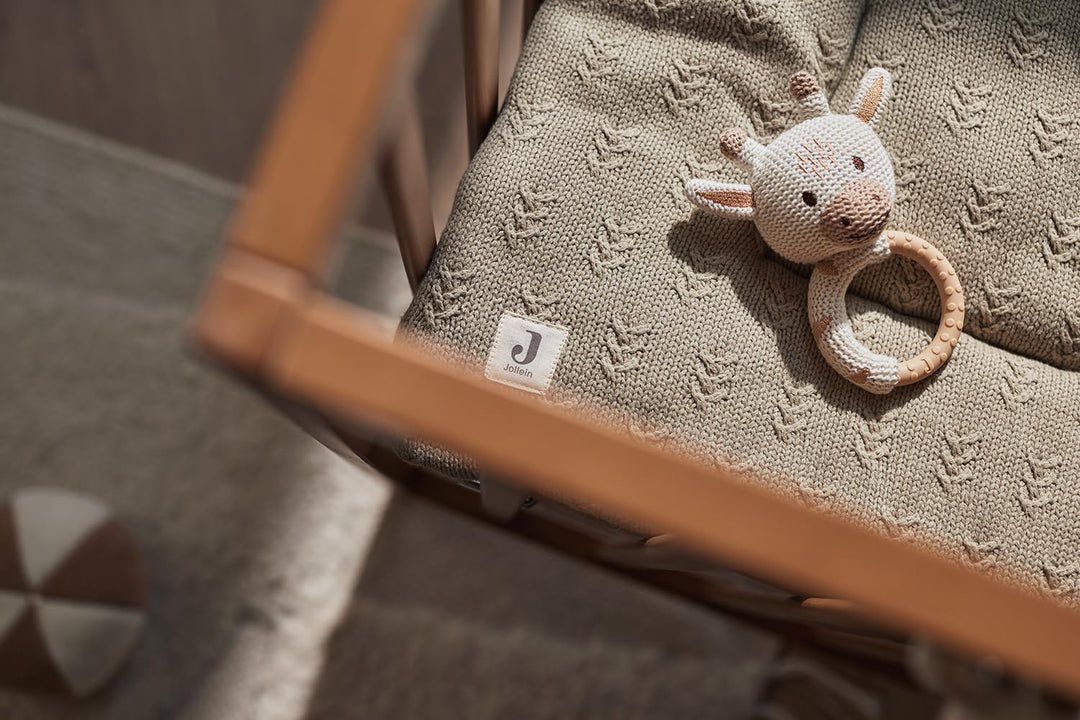 Jollein Krabbeldecke für Baby - Grain Knit, Olive Green - Laufgittereinlage - 75x95 cm - Spieldecke