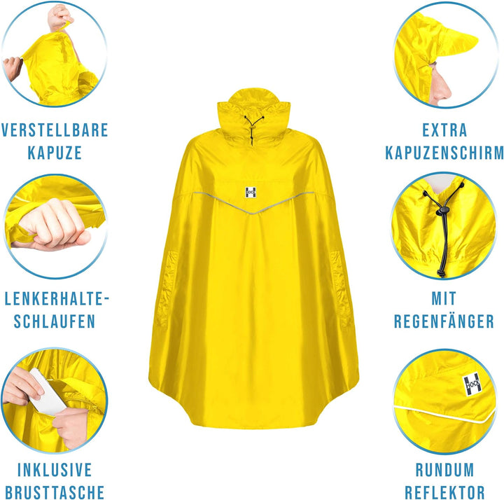 HOCK Fahrrad Regenponcho 'Rain Light' mit Kapuze und seitlicher Armöffnung - Extra Leichtes Regencap