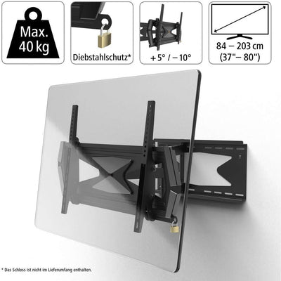 Hama TV Wandhalterung schwenkbar 180°, neigbar, ausziehbar (TV Halterung für grosse Fernseher 37 bis