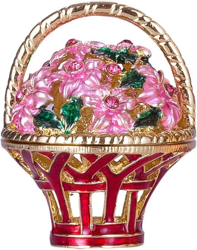 danila-souvenirs Fabergé-Stil Ei Spieluhr Schmuckkästchen Frühlingsblumen mit Korb der Blumen 16,5 c