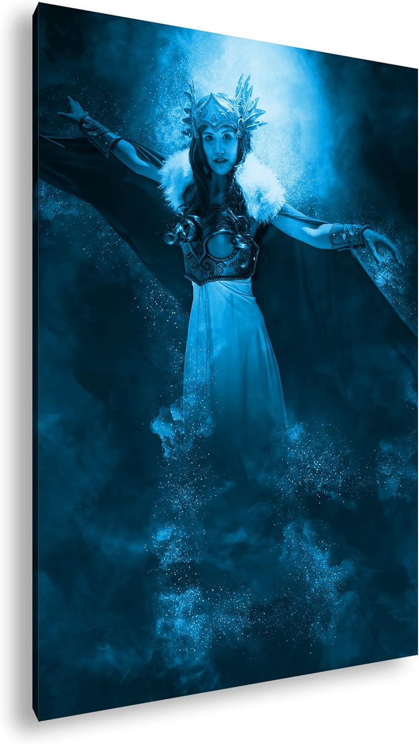 deyoli göttliche Walküre Format: 80x60 Effekt: Monocrome Blau als Leinwand, Motiv fertig gerahmt auf