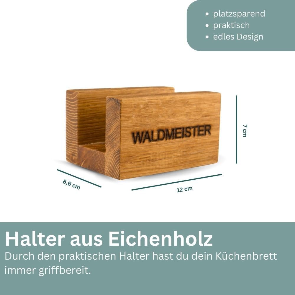 Waldmeister Schneidebrett aus massiver Eiche (33x24cm) - Eichenbrett mit Saftrille - Holzbrett mit p