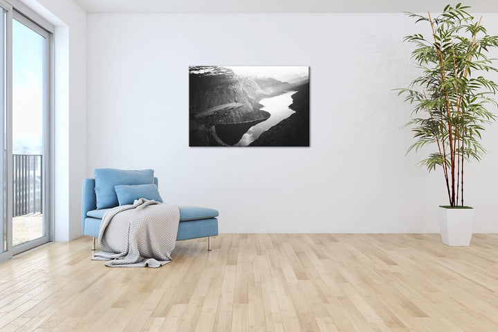 deyoli atemberaubende Aussicht eines Fjords Format: 80x60 als Leinwand, Effekt: Schwarz&Weiss, Motiv