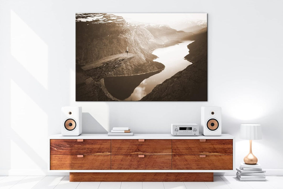 deyoli atemberaubende Aussicht eines Fjords Format: 80x60 als Leinwand, Effekt: Sepia, Motiv fertig