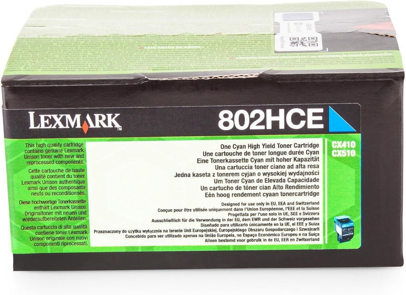 Lexmark 802Hce Toner Cyan Standardkapazitã¤T 3.000 Seiten 1er-Pack Corporate, 1914937