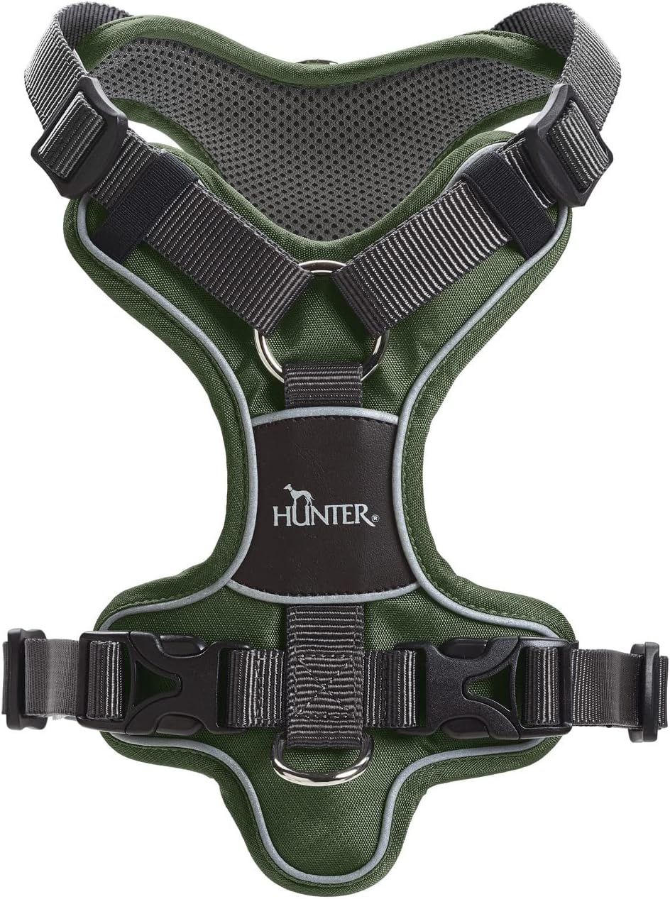 HUNTER DIVO Hundegeschirr, M, 56-73 cm, gün/grau 56 - 73 cm grün/grau, 56 - 73 cm grün/grau