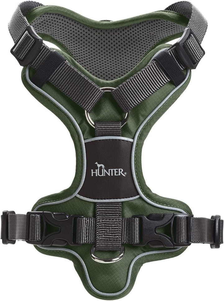 HUNTER DIVO Hundegeschirr, M, 56-73 cm, gün/grau 56 - 73 cm grün/grau, 56 - 73 cm grün/grau