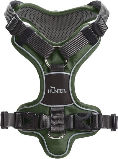 HUNTER DIVO Hundegeschirr, M, 56-73 cm, gün/grau 56 - 73 cm grün/grau, 56 - 73 cm grün/grau