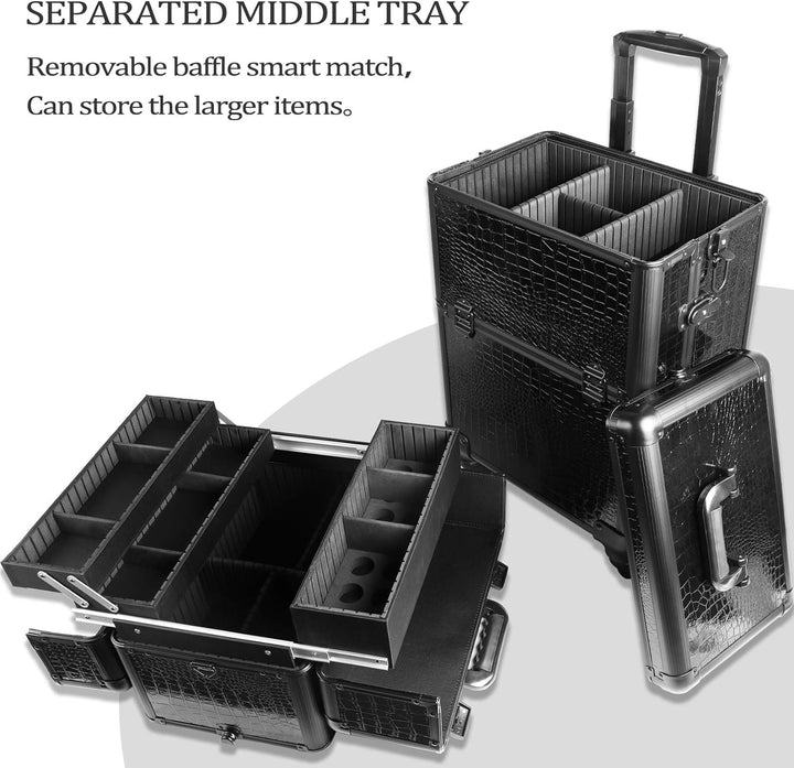 ANGNYA Kosmetikkoffer Trolley Friseurkoffer Multikoffer Schminkkoffer Rollkoffer mit 4 Rollen Make u