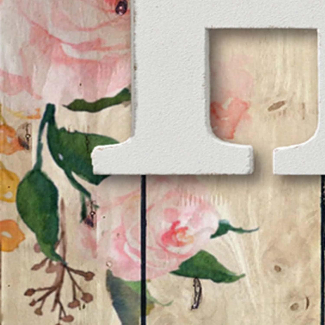 Feeby Wandbild Home 120x40 cm Druckbild Leinwandbild Wanddekoration Herz Schmetterlinge Blumen Rot L