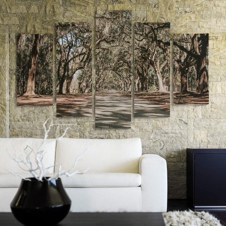 Bilder 5 Teilig Landschaft Deco Panel Kunst Natur Bäume Weg Allee bunt 100x70 cm Deco panel 100x70 c