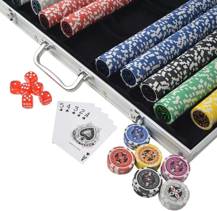 Festnight Poker Set mit 1 000 Laserchips Aluminiumkoffer 53 x 37 x 6,7 cm Pokerset