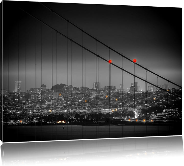 Skyline von San Francisco schwarz/weiss Format: 100x70 auf Leinwand, XXL riesige Bilder fertig gerah