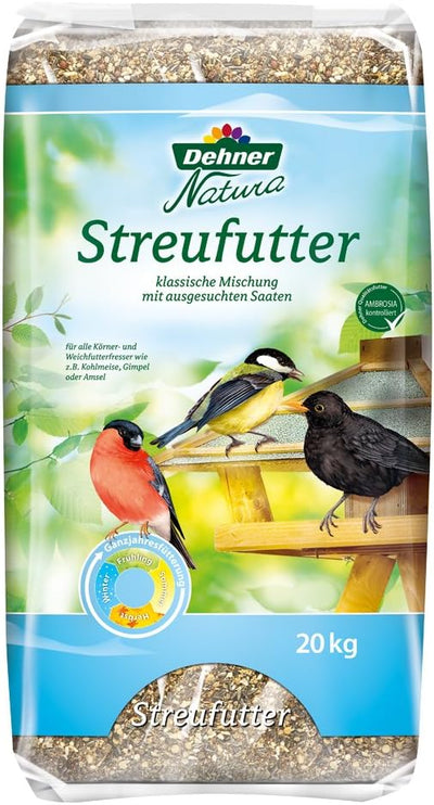 Dehner Natura Wildvogelfutter, gehackte Erdnüsse, 20 kg & Natura Wildvogelfutter, Streufutter, 20 kg