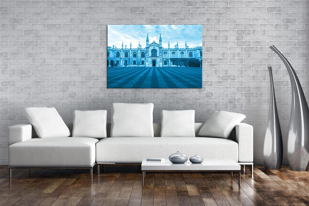Cambridge Denkmal in der USA Format 80x60 Effekt: Monocrome Blau als Leinwandbild, Motiv fertig gera
