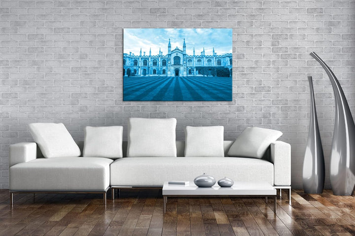 Cambridge Denkmal in der USA Format 80x60 Effekt: Monocrome Blau als Leinwandbild, Motiv fertig gera