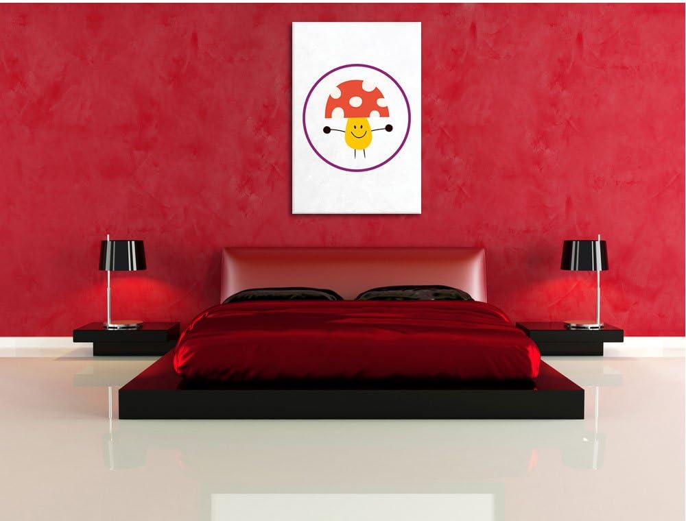 Pixxprint Süsser Pilz als Leinwandbild/Grösse: 100x70 cm/Wandbild/Kunstdruck/fertig bespannt 70x100,