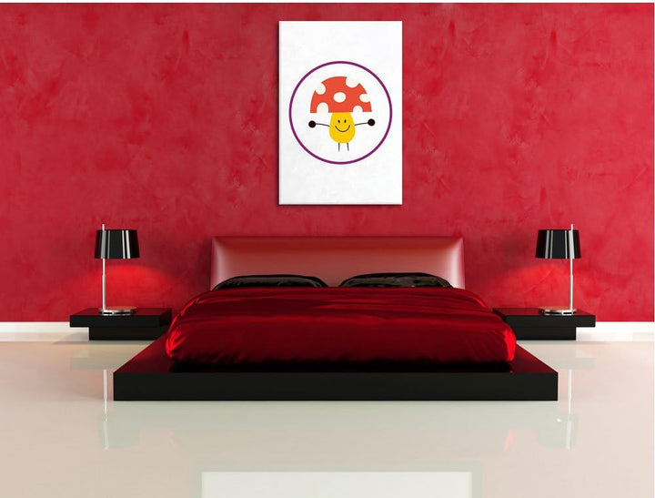 Pixxprint Süsser Pilz als Leinwandbild/Grösse: 100x70 cm/Wandbild/Kunstdruck/fertig bespannt 70x100,