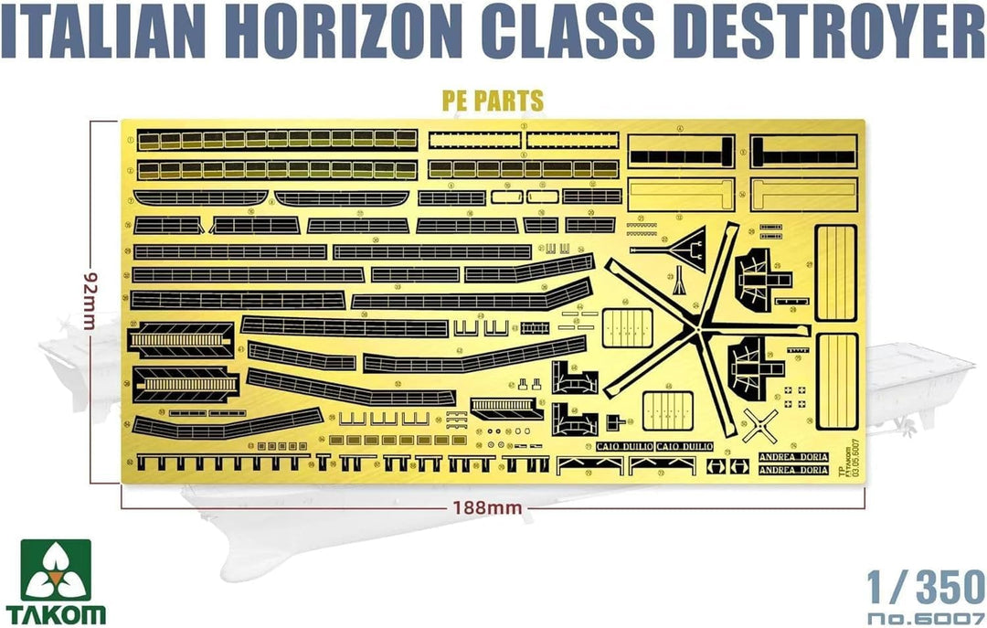 Tacom TKO6007 1/350 Italian Navy Horizon Class Destroyer D553 Andrea Doria/D554 Caio Duilio Kunststo