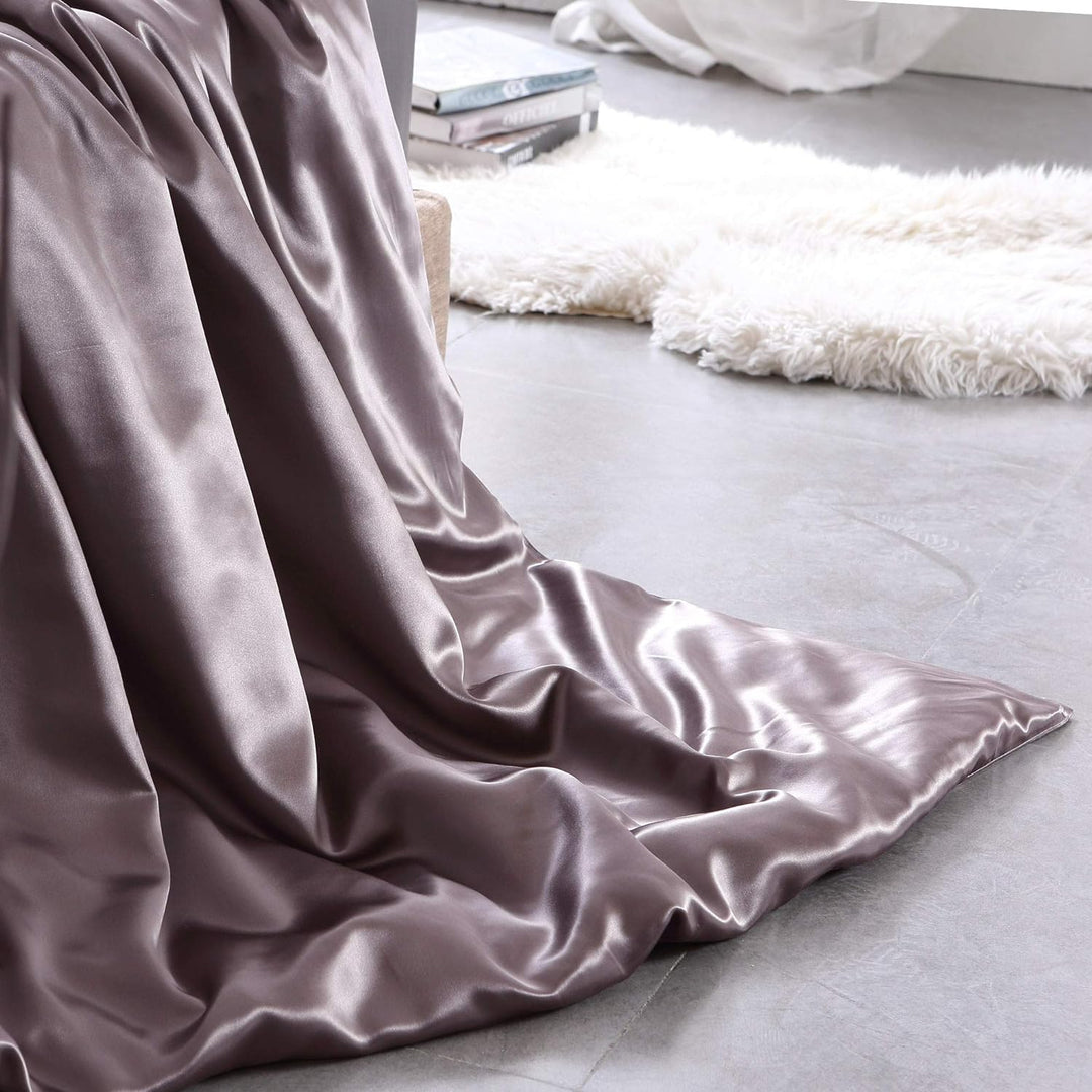 THXSILK Seidenbettwäsche Set 2 teilig, Bettbezug 135 x 200 cm und 80 x 80 cm Kissenbezug, Hypoallerg
