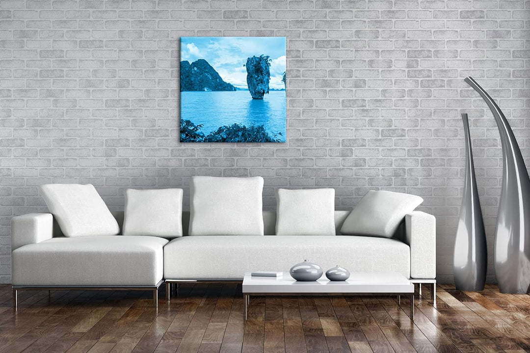 deyoli exotische Inseln in Thailand Format: 40x40 Effekt: Monocrome Blau als Leinwand, Motiv fertig